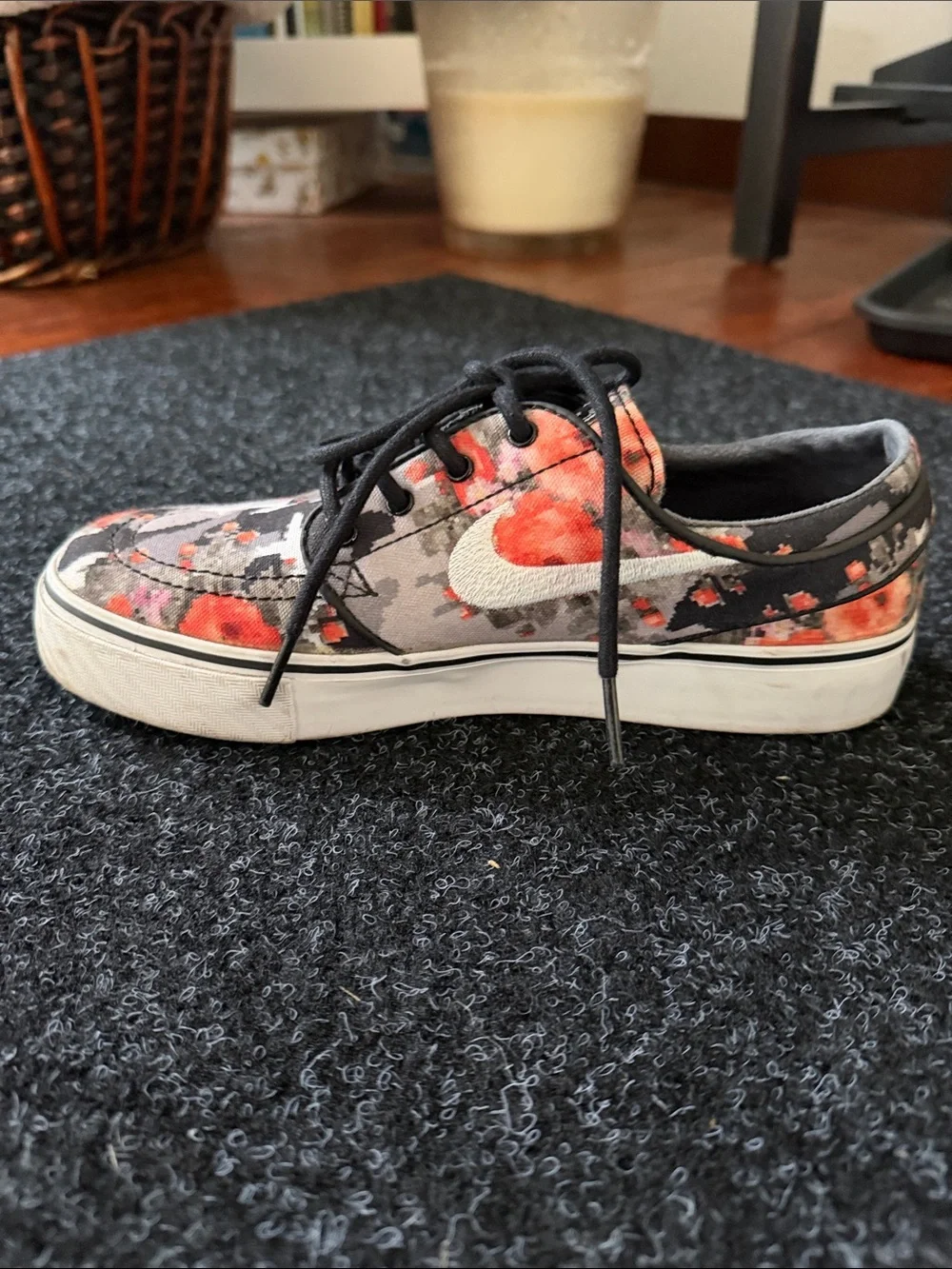 Nike Stefan Janoski Digi Floral Canvas Sneakers - Black & Orange